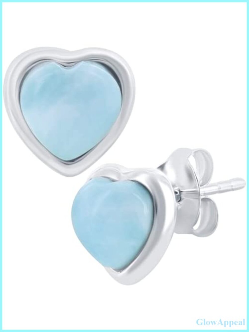 Larimar Heart Stud Earrings Sterling Silver Hypoallergenic Jewelry Gift